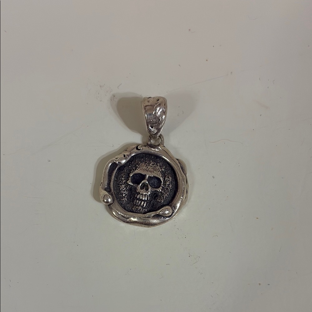 C.C Silver Skull Medallion Necklace